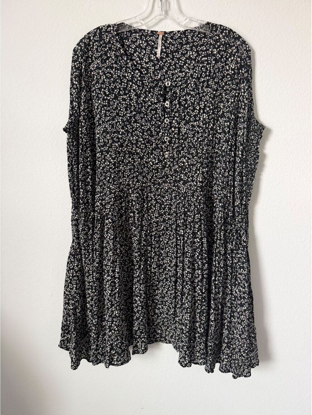 Free People One Fine Day Relaxed Babydoll Tie Waist Floral Mini Dress Size M